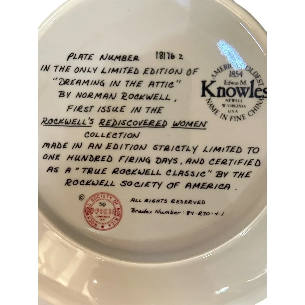 Norman Rockwell Plate Dreaming In The Attic Plate Number 18176 z